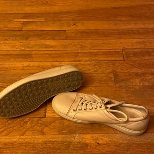 Ecco Men's Beige Leather Sneakers